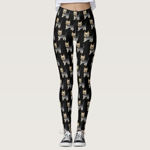 Leggings Patrón de perro Yorkshire Terrier azul y dorado