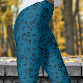 Leggings Patrón de perros oceánicos azules frescos
