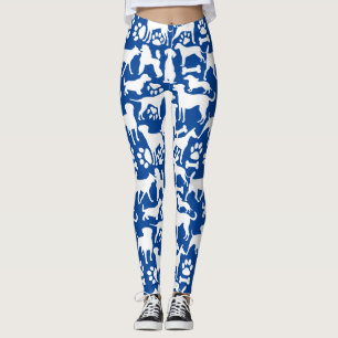 Leggings Patrón de perros y patas 02.b Azul BG