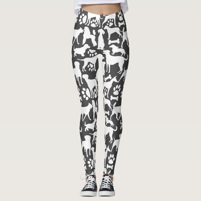 Leggings Patrón de perros y patas 02.b DGrey BG (Anverso)