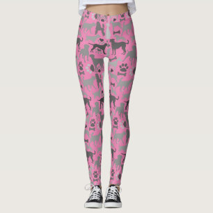 Leggings Patrón de perros y patas 03.b BG rosa