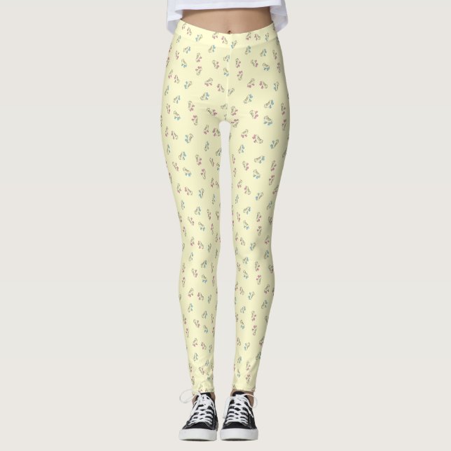 Leggings Patrón de Personalizado de contorno amarillo pálid (Anverso)