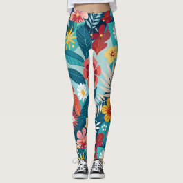 Leggings Patrón de Personalizado floral de vibraciones de v