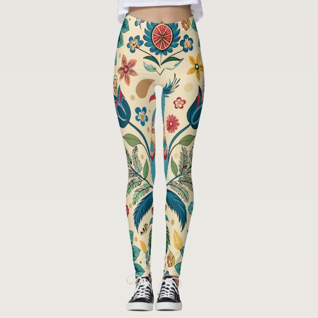 Leggings Patrón de Personalizado floral del festival de pav (Anverso)