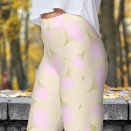 Leggings Patrón de pétalos pasteles florales de color rosa 