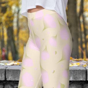 Leggings Patrón de pétalos pasteles florales de color rosa 