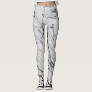 Leggings Patrón de piedra de mármol Negro blanco Resumen ac