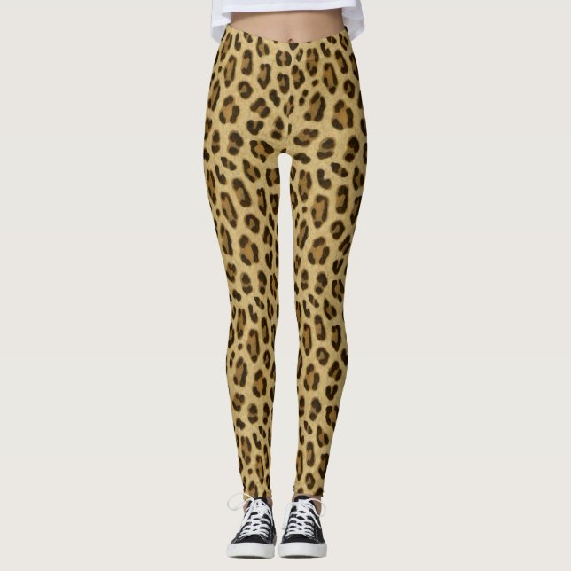 Leggings Patrón de piel de impresión de animales leopardos (Anverso)