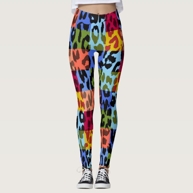 Leggings Patrón de piel de leopardo colorido #19 (Anverso)