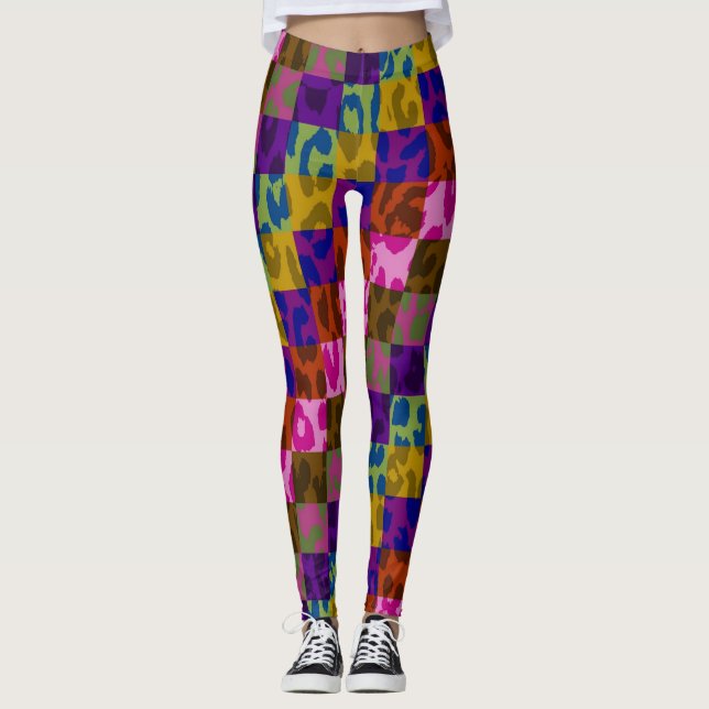 Leggings Patrón de piel de leopardo colorido #24 (Anverso)