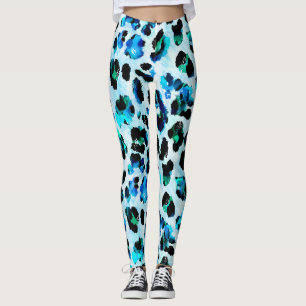 Leggings Patrón de piel de leopardo de color de agua abstra