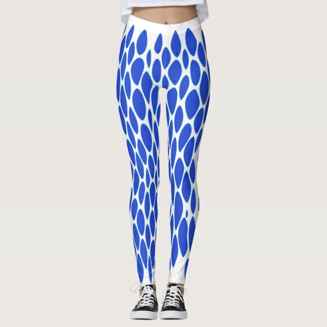 Leggings Patrón de piel de pitón azul de lujo (Anverso)