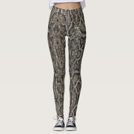 Leggings patrón de piel de serpiente marrón |