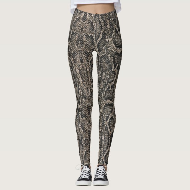Leggings patrón de piel de serpiente marrón | (Anverso)