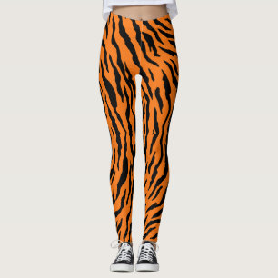 Leggings Patrón de piel de tigre Safari Gato Naranja Rayas 
