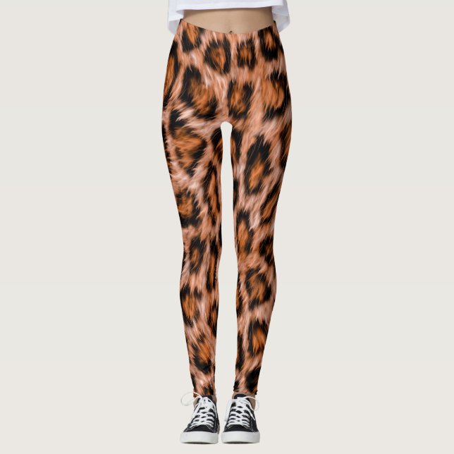 Leggings Patrón de piel marrón de gato leopardo de Jaguar-2 (Anverso)