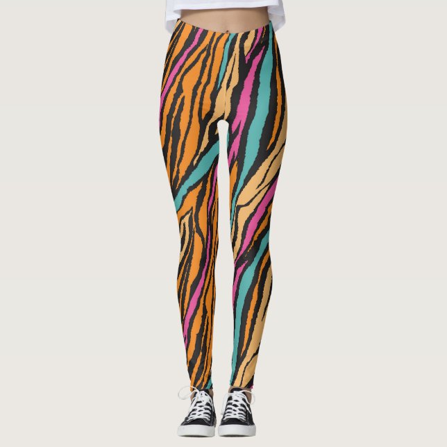 Leggings Patrón de pieles de tigre exótico (Anverso)