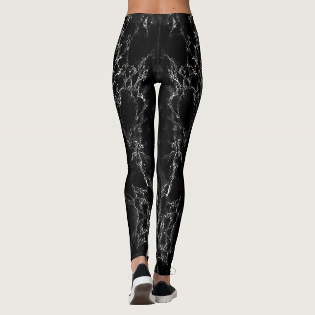 Leggings Patrón de piernas de mármol negro (Reverso)
