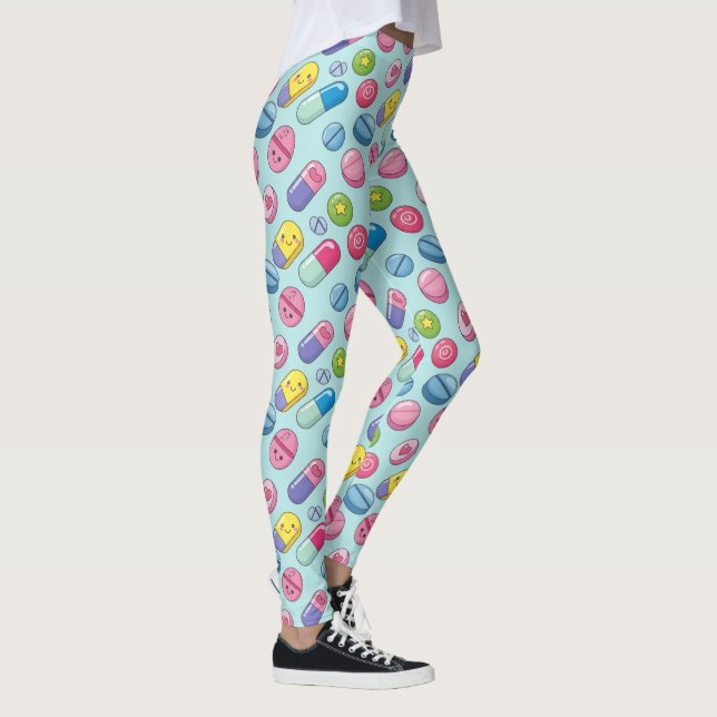 Leggings Patrón de píldora rápida azul claro (Derecha)