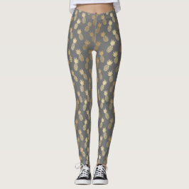 Leggings Patrón de piña dorada