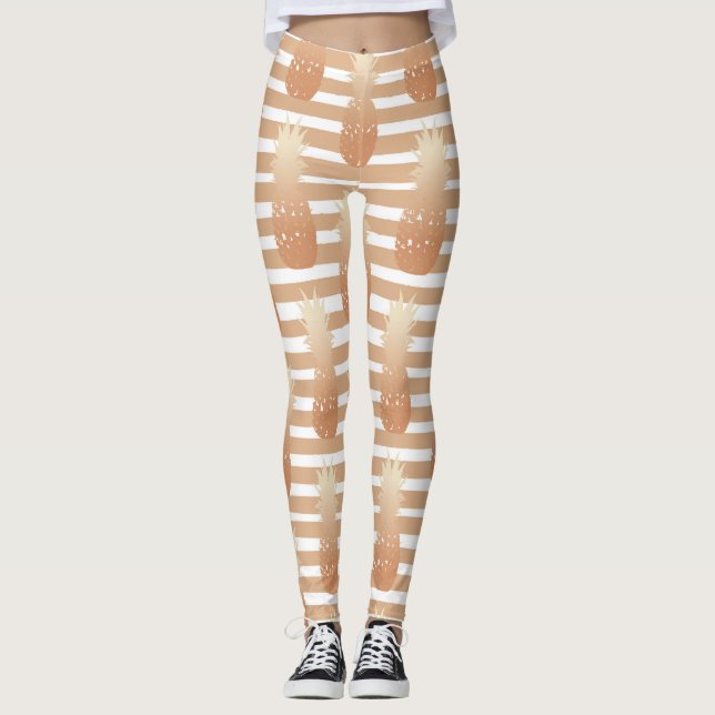 Leggings Patrón de Piñas Doradas Tropical  (Anverso)