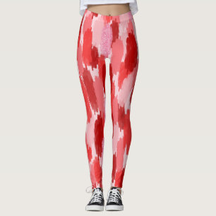 Leggings Patrón de pinceles de resumen rosado rojo