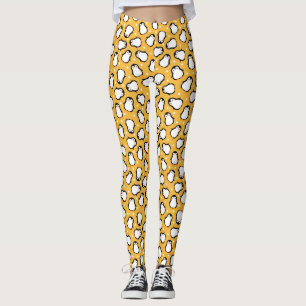 Leggings Patrón de pingüino amarillo lindo