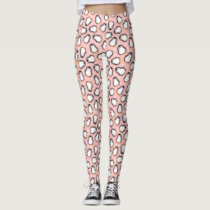 Leggings Patrón de pingüino rosado