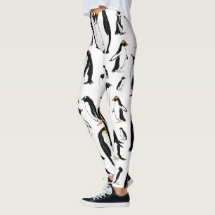 Leggings Patrón de pingüinos en blanco y negro