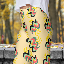 Leggings Patrón de pintura al dedo amarillo frivolizado