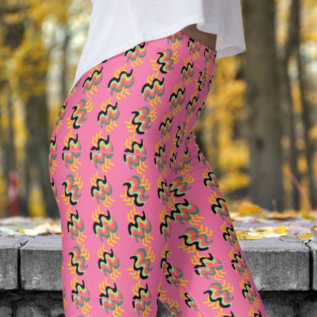 Leggings Patrón de pintura al dedo rosa de ciclamen frívolo (Finger Paint on Cyclamen)