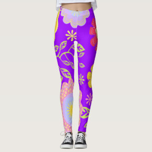 Leggings Patrón de pintura de arte pop floral