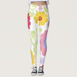 Leggings Patrón de pintura de arte pop floral