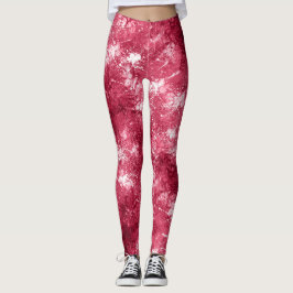 Leggings Patrón de pintura de mármol magenta de resumen de 