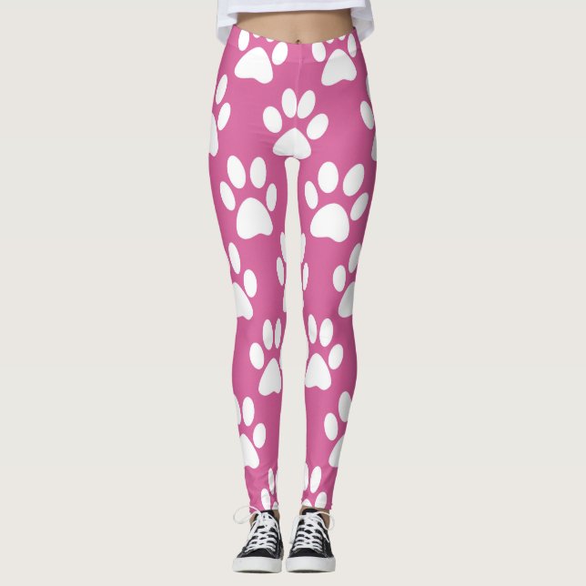 Leggings Patrón de pinturas rosas y blancas (Anverso)