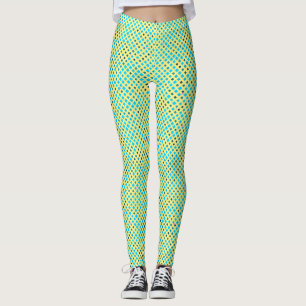 Leggings Patrón de píxeles de enlace 01.LBlue. BG amarillo