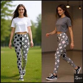 Leggings Patrón de píxeles medio negro y medio blanco