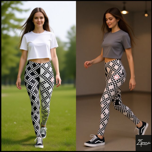 Leggings Patrón de píxeles medio negro y medio blanco (Subido por el creador)