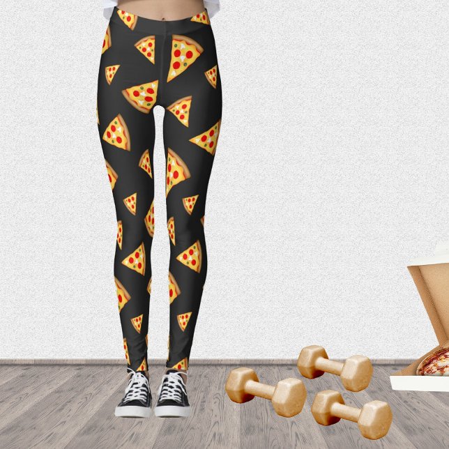 Leggings Patrón de pizzas Guay y divertidas (Stand out in the gym with our cool fun pizza leggings!)