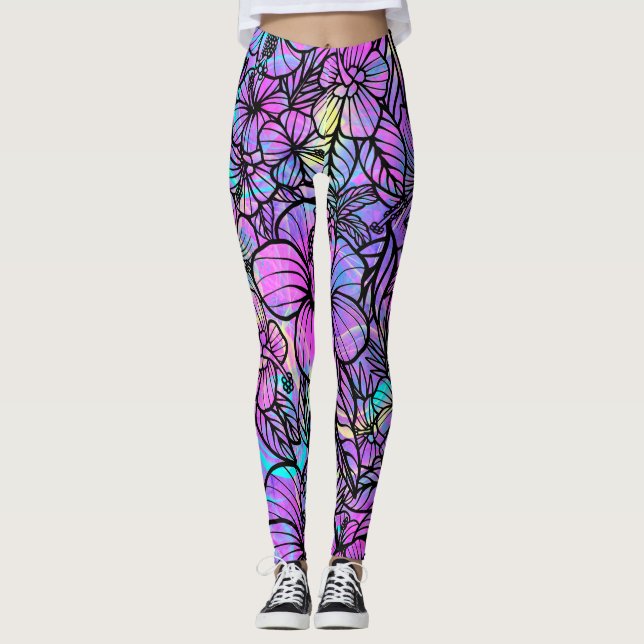 Leggings Patrón de plagas tropicales exóticas (Anverso)