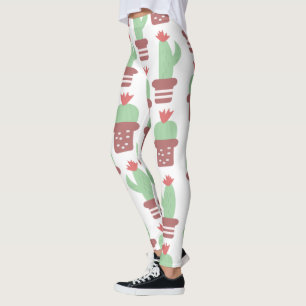 Leggings Patrón de planta de cactus de maceta moderna