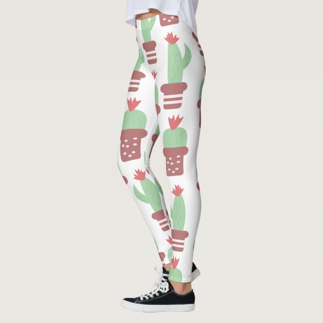 Leggings Patrón de planta de cactus de maceta moderna (Izquierda)
