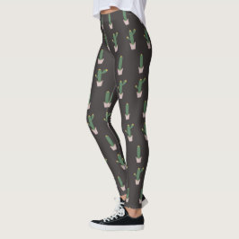 Leggings Patrón de planta de cactus en maceta lindo