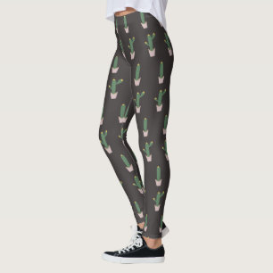 Leggings Patrón de planta de cactus en maceta lindo