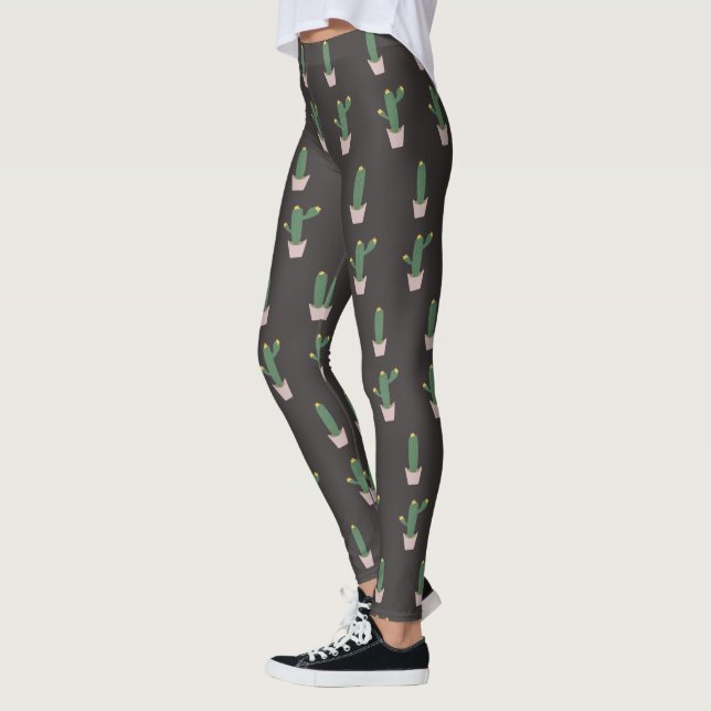 Leggings Patrón de planta de cactus en maceta lindo (Izquierda)