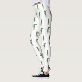 Leggings Patrón de planta de cactus lindo en maceta