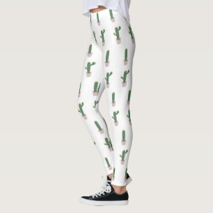 Leggings Patrón de planta de cactus lindo en maceta
