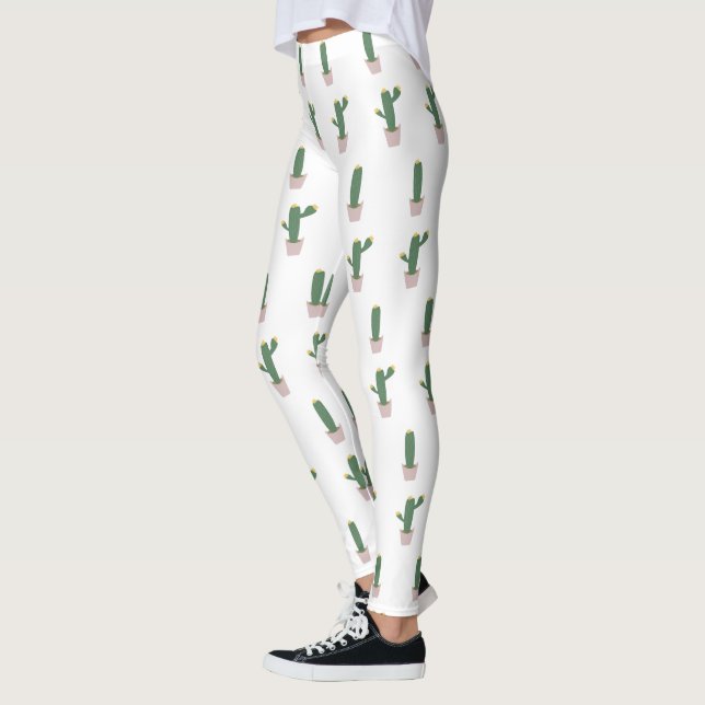 Leggings Patrón de planta de cactus lindo en maceta (Izquierda)