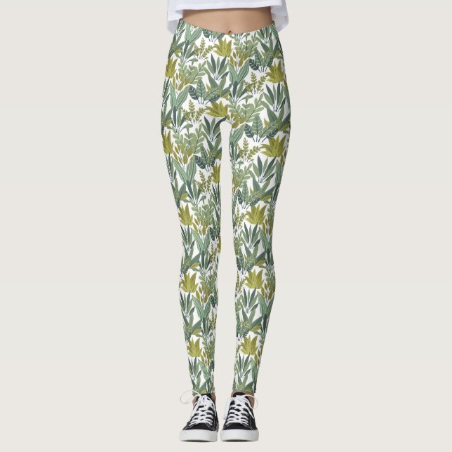 Leggings Patrón de plantas (Anverso)