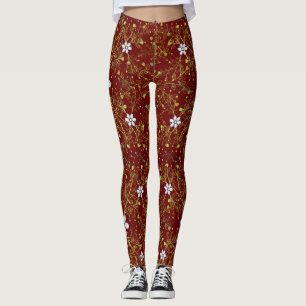 Leggings Patrón de plantas.10b DRed BG